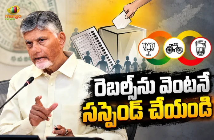 CM Chandrababu Directs TDP Leaders For Suspension of Rebel Candidates in Local Polls